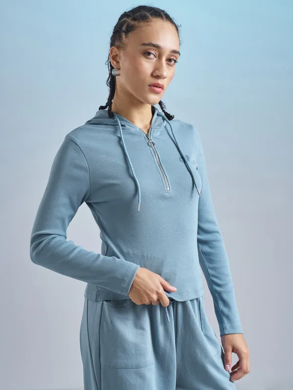 Street By Tokyo Talkies Women Blue Solid Regular Top