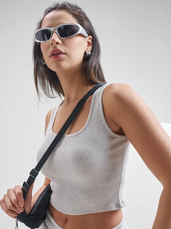 Street By Tokyo Talkies Women Grey Solid Regular Top