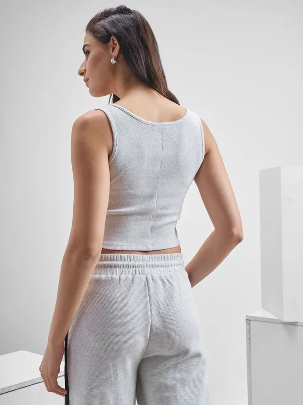 Street By Tokyo Talkies Women Grey Solid Regular Top