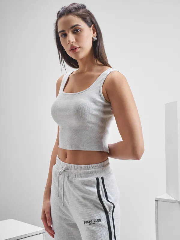 Street By Tokyo Talkies Women Grey Solid Regular Top