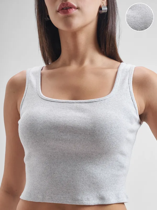 Street By Tokyo Talkies Women Grey Solid Regular Top