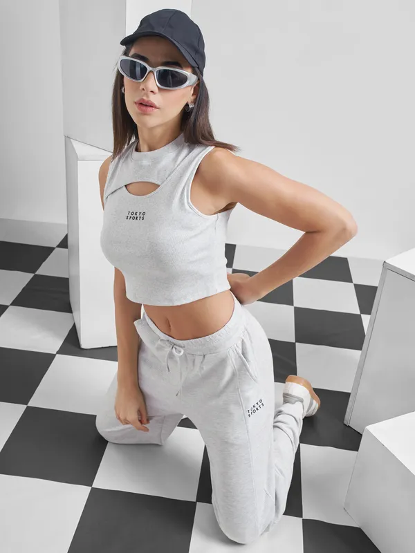 Street By Tokyo Talkies Women Grey Solid Regular Top