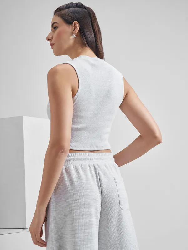 Street By Tokyo Talkies Women Grey Solid Regular Top