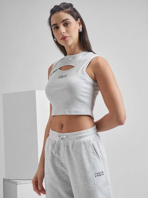 Street By Tokyo Talkies Women Grey Solid Regular Top