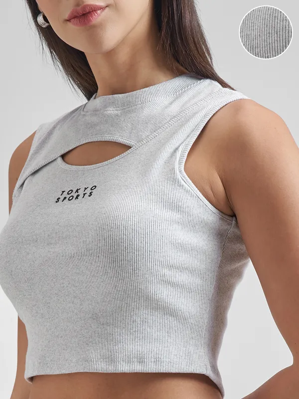 Street By Tokyo Talkies Women Grey Solid Regular Top