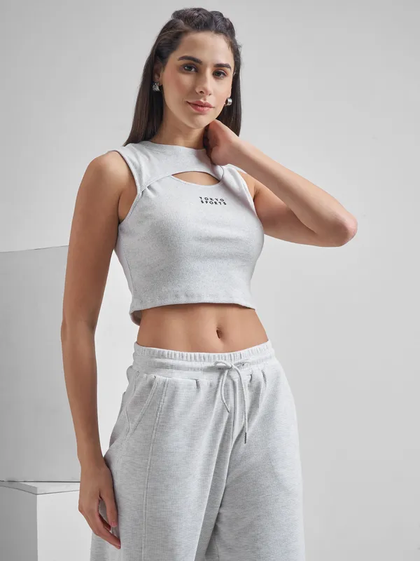 Street By Tokyo Talkies Women Grey Solid Regular Top