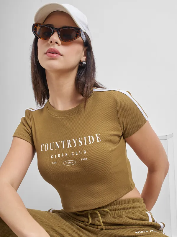 Street By Tokyo Talkies Women Brown Printed Regular Top