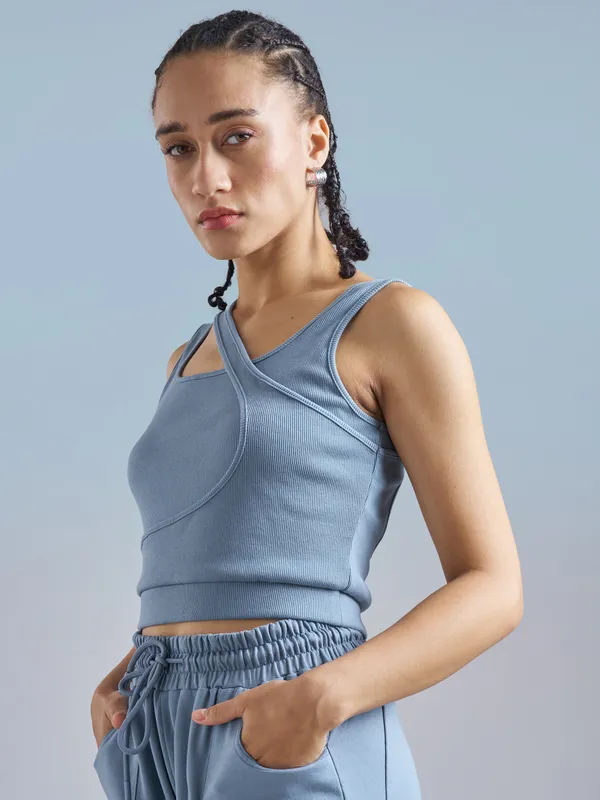 Street By Tokyo Talkies Women Blue Solid Regular Top