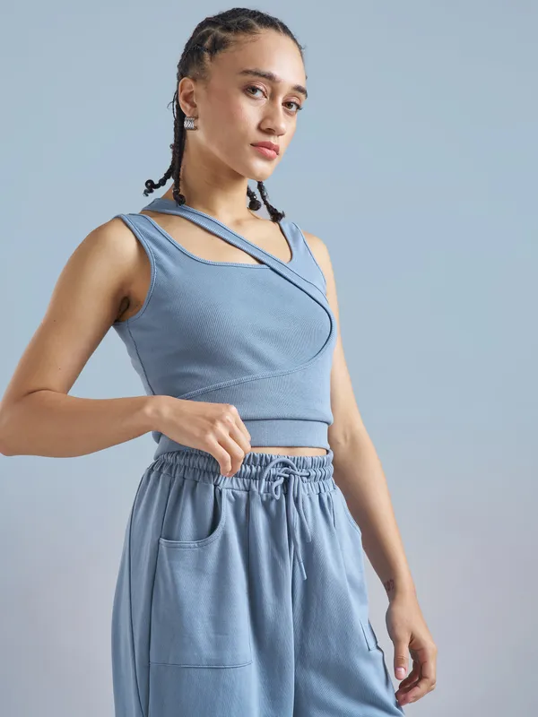 Street By Tokyo Talkies Women Blue Solid Regular Top