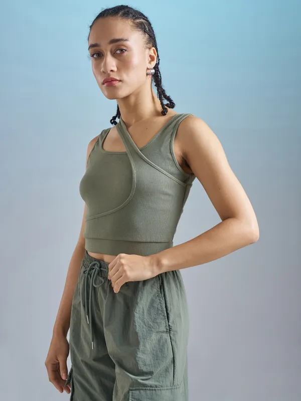 Street By Tokyo Talkies Women Olive Solid Regular Top