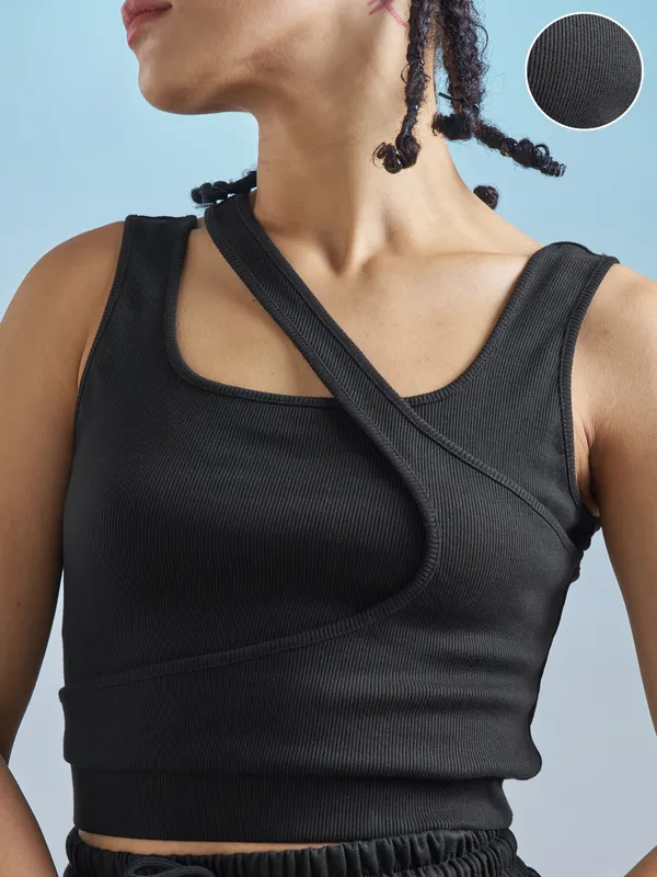 Street By Tokyo Talkies Women Black Solid Regular Top