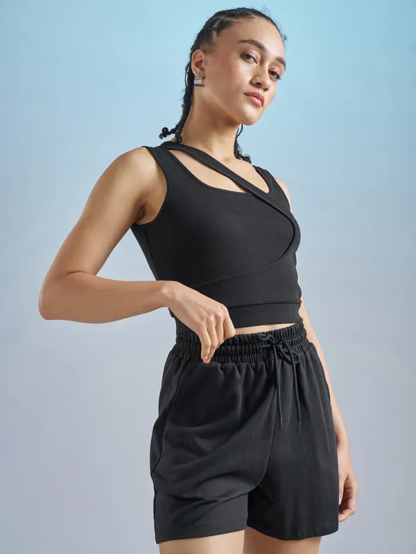 Street By Tokyo Talkies Women Black Solid Regular Top