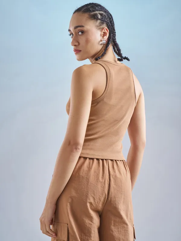 Street By Tokyo Talkies Women Brown Solid Regular Top