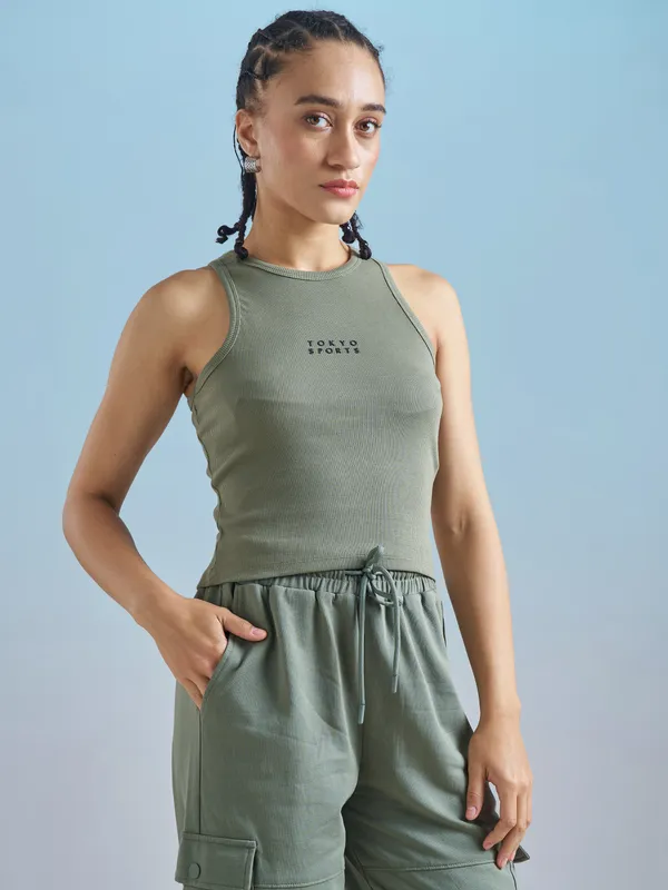 Street By Tokyo Talkies Women Olive Solid Regular Top