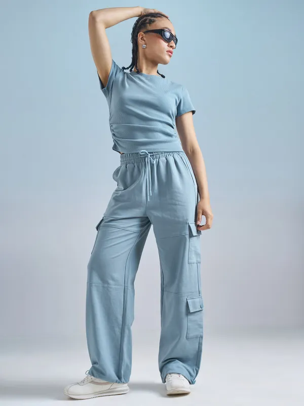 Street By Tokyo Talkies Women Blue Solid Regular Top