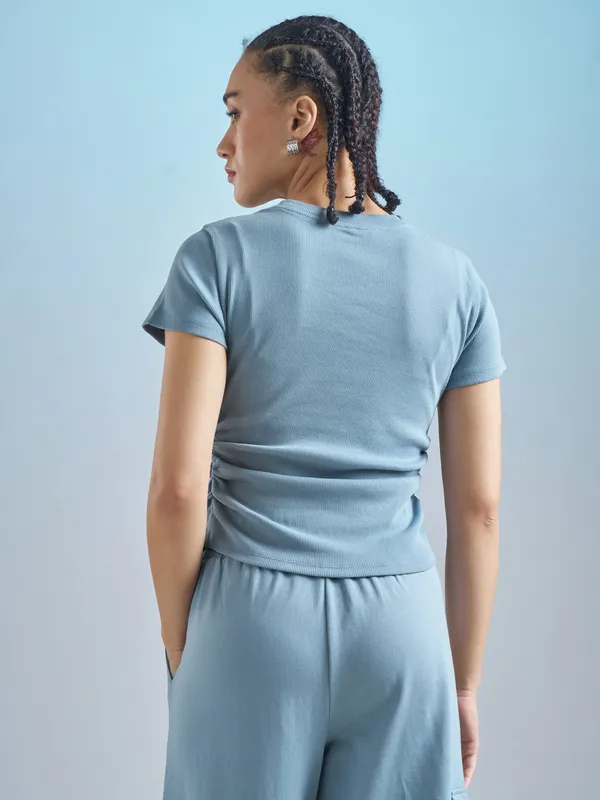 Street By Tokyo Talkies Women Blue Solid Regular Top