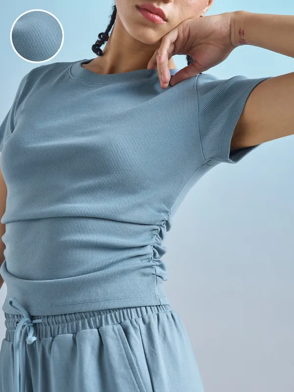 Street By Tokyo Talkies Women Blue Solid Regular Top