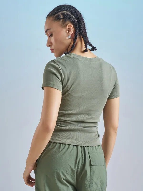 Street By Tokyo Talkies Women Olive Solid Regular Top