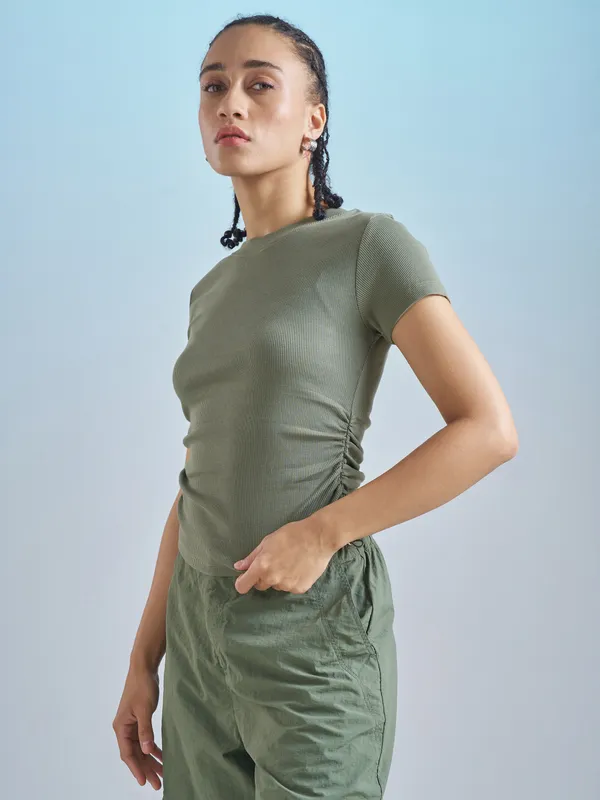Street By Tokyo Talkies Women Olive Solid Regular Top