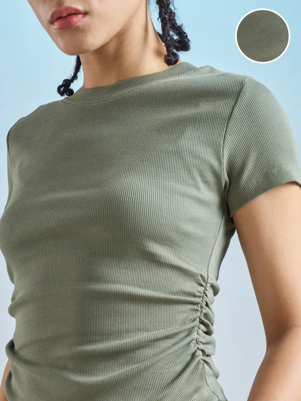 Street By Tokyo Talkies Women Olive Solid Regular Top