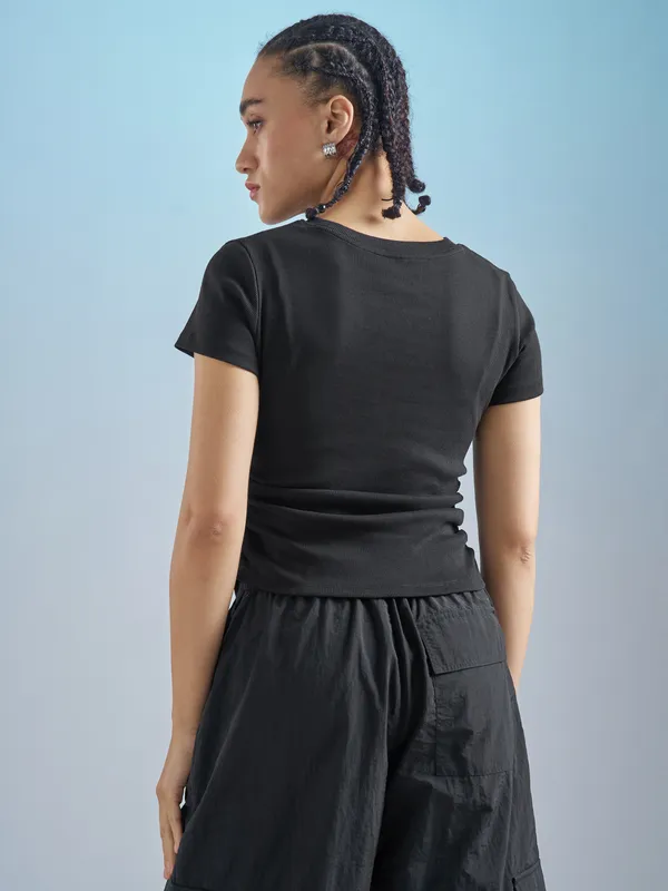 Street By Tokyo Talkies Women Black Solid Regular Top