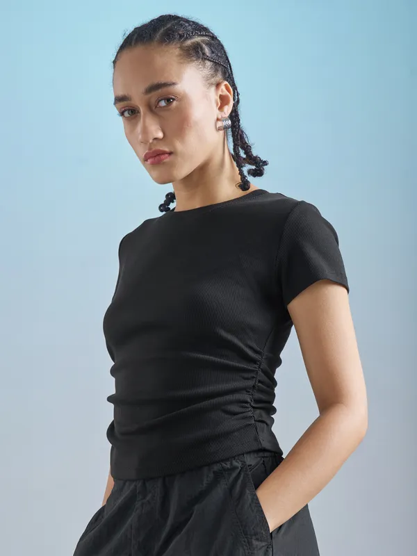 Street By Tokyo Talkies Women Black Solid Regular Top