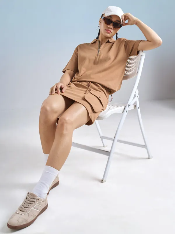 Street By Tokyo Talkies Women Brown Solid Regular Top