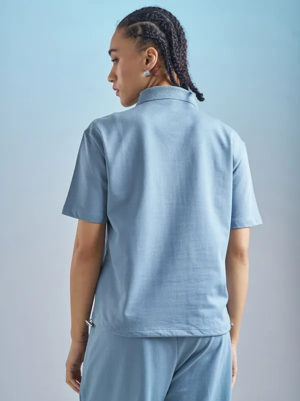 Street By Tokyo Talkies Women Blue Solid Regular Top