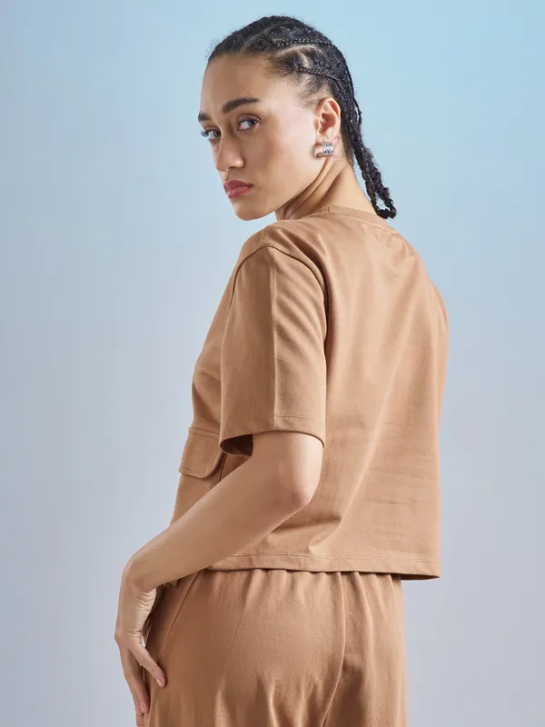 Street By Tokyo Talkies Women Brown Solid Regular Top