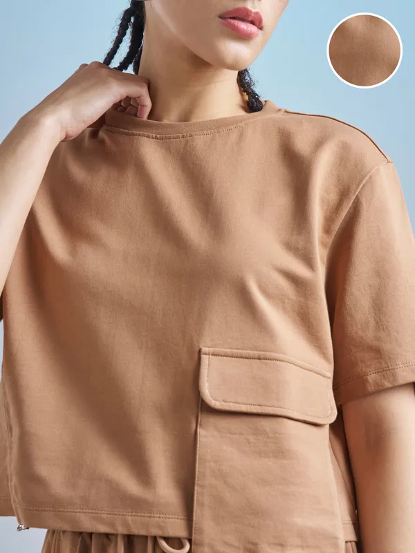 Street By Tokyo Talkies Women Brown Solid Regular Top
