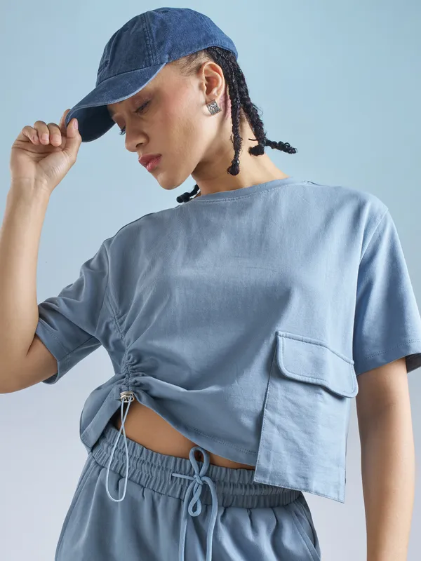 Street By Tokyo Talkies Women Blue Solid Regular Top
