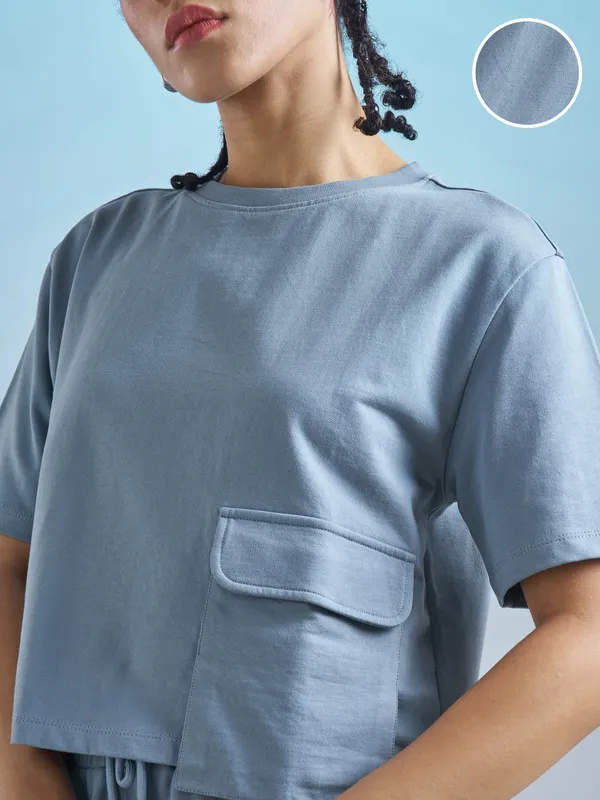 Street By Tokyo Talkies Women Blue Solid Regular Top