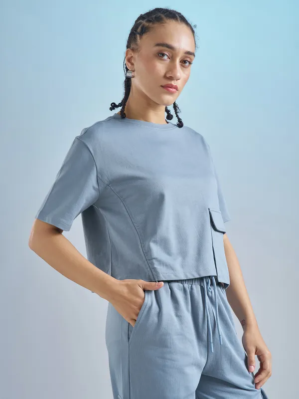 Street By Tokyo Talkies Women Blue Solid Regular Top