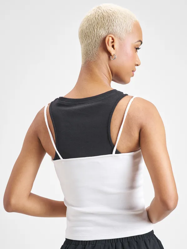 Street By Tokyo Talkies Women White Solid Tank Top