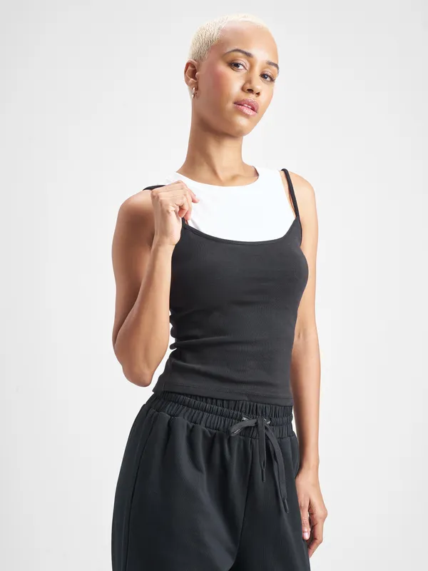 Street By Tokyo Talkies Women Black Solid Tank Top