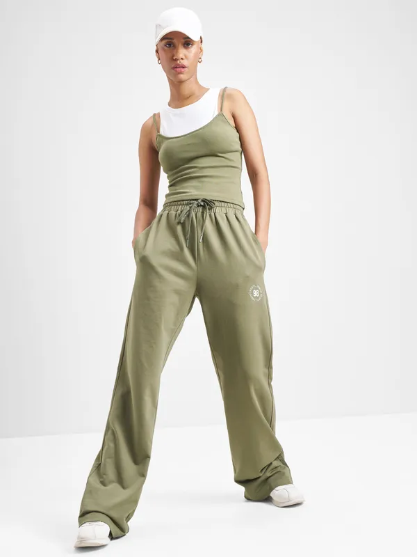 Street By Tokyo Talkies Women Olive Solid Tank Top