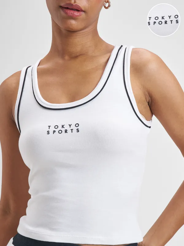 Street By Tokyo Talkies Women White Printed Tank Top