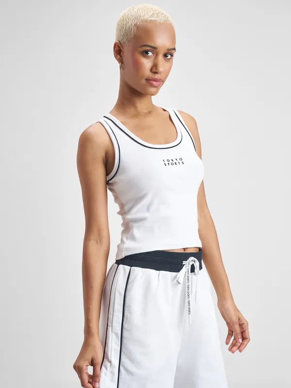 Street By Tokyo Talkies Women White Printed Tank Top