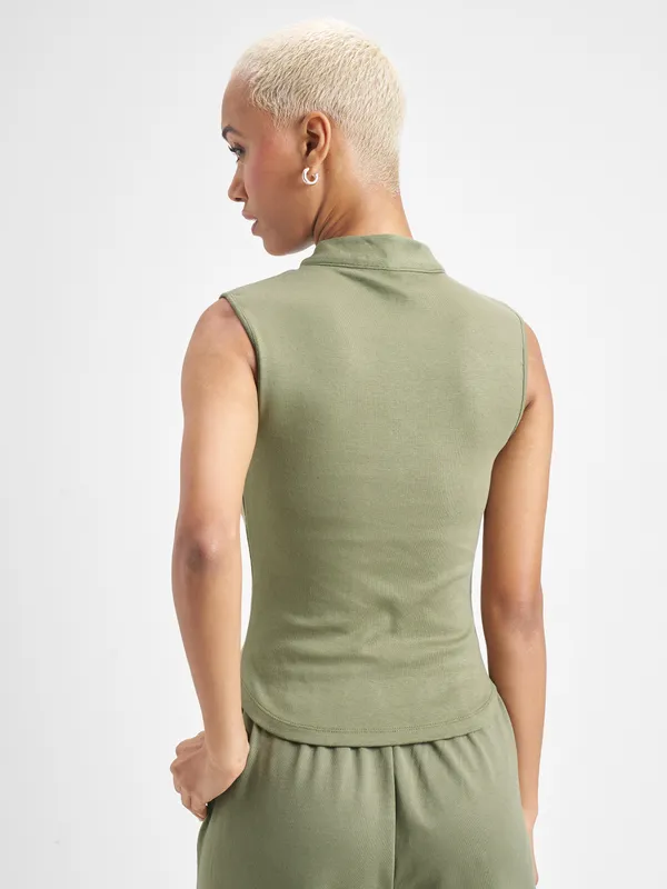 Street By Tokyo Talkies Women Olive Solid Fitted Top