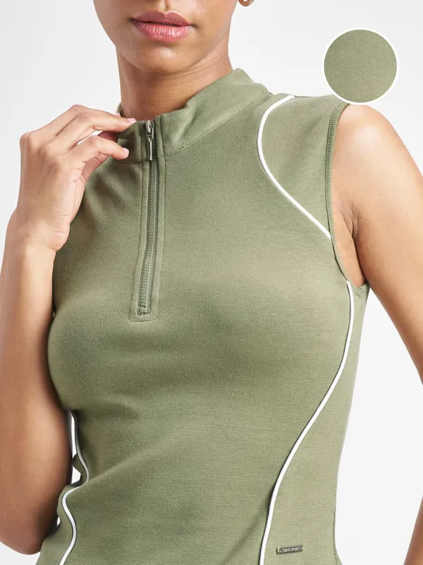 Street By Tokyo Talkies Women Olive Solid Fitted Top