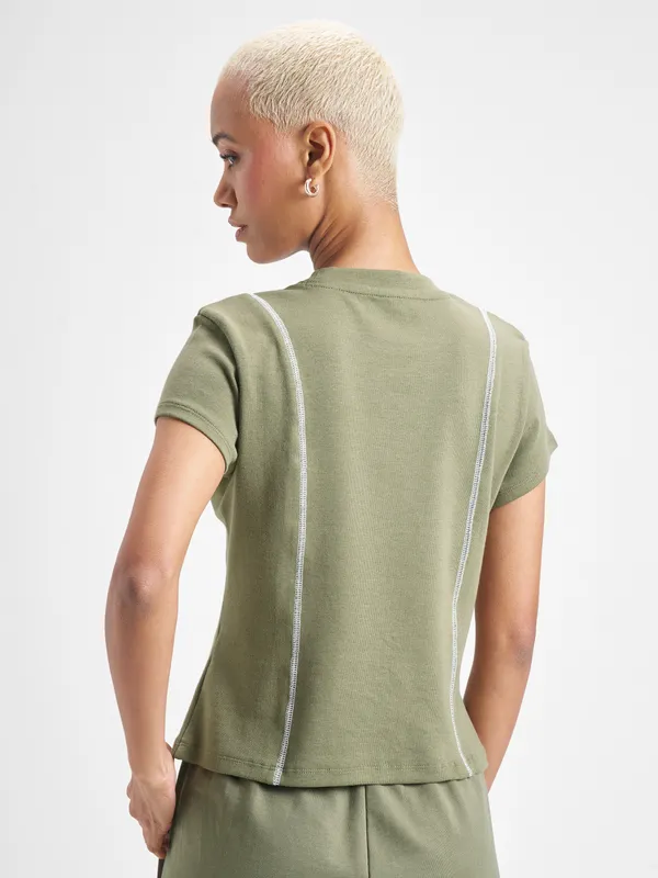 Street By Tokyo Talkies Women Olive Printed Regular Top