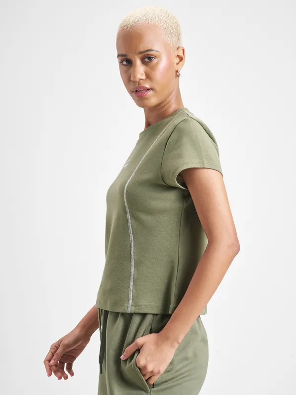 Street By Tokyo Talkies Women Olive Printed Regular Top