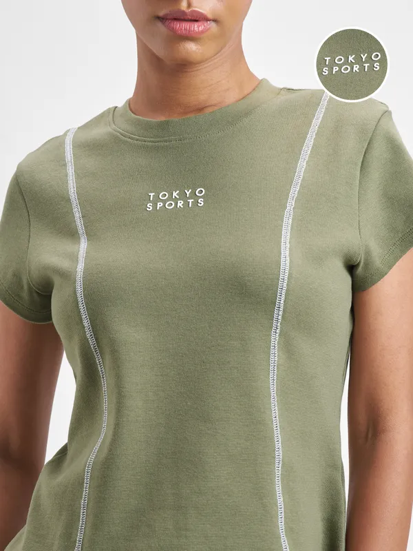 Street By Tokyo Talkies Women Olive Printed Regular Top