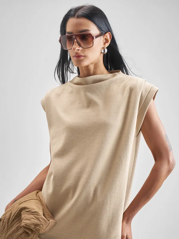 Street By Tokyo Talkies Women Beige Solid Regular Top