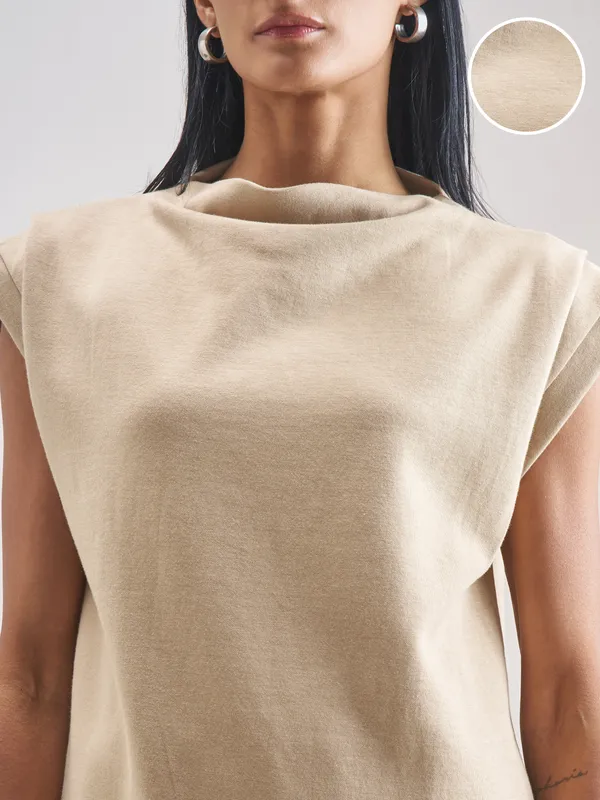 Street By Tokyo Talkies Women Beige Solid Regular Top
