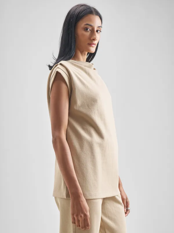 Street By Tokyo Talkies Women Beige Solid Regular Top