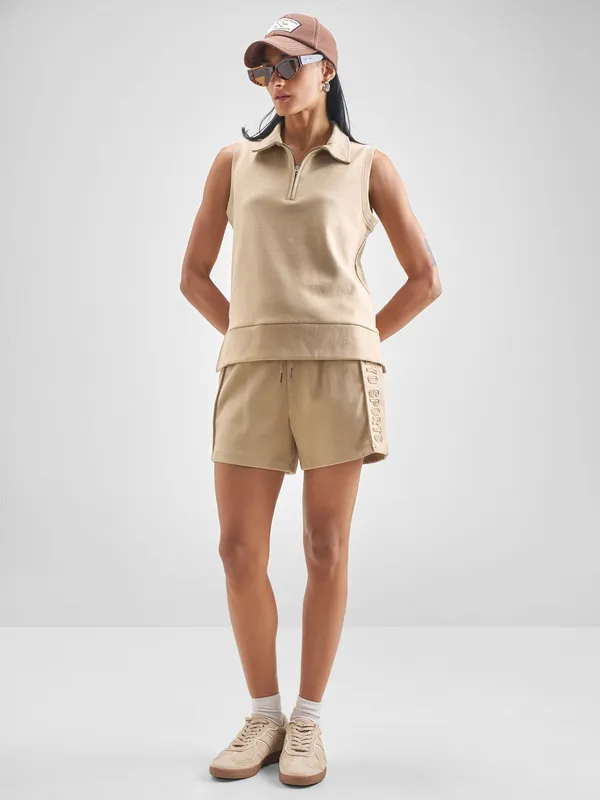 Street By Tokyo Talkies Women Beige Solid Regular Top