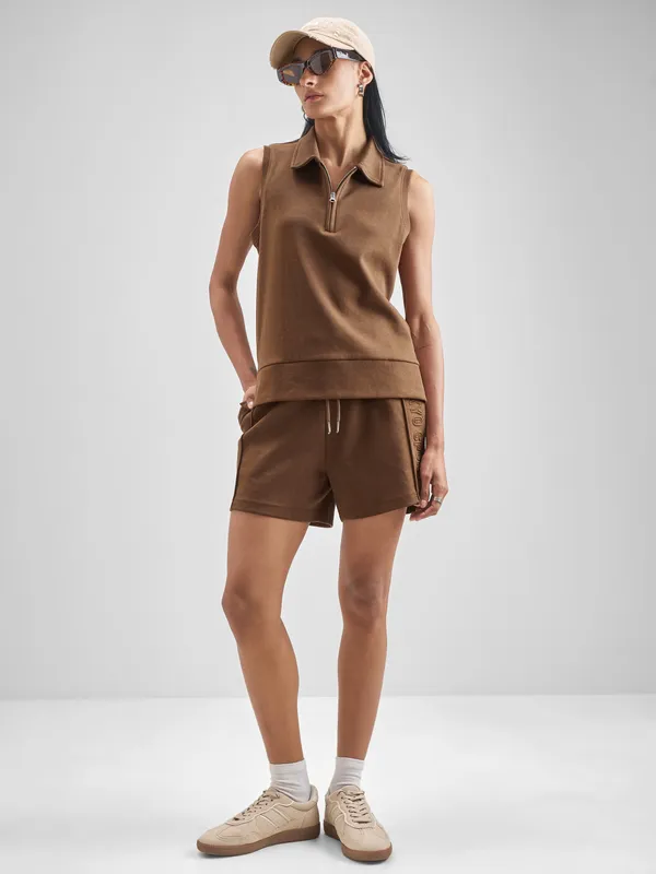 Street By Tokyo Talkies Women Brown Solid Regular Top