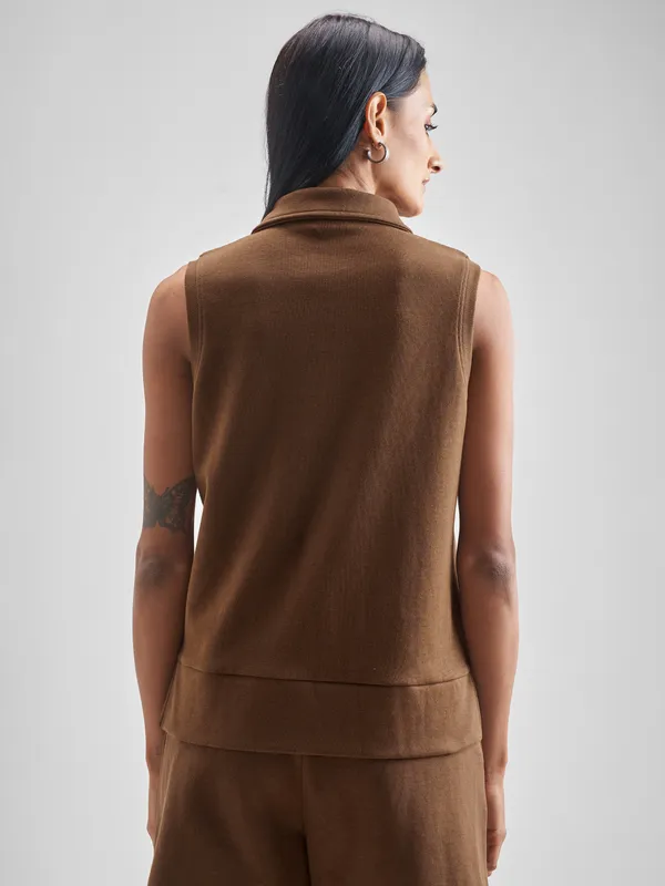 Street By Tokyo Talkies Women Brown Solid Regular Top