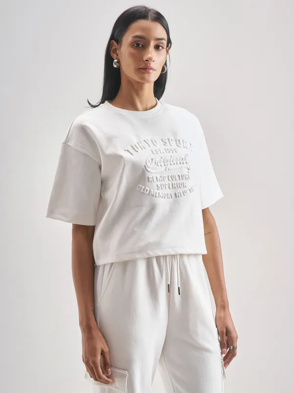 Street By Tokyo Talkies Women White Printed Regular Top